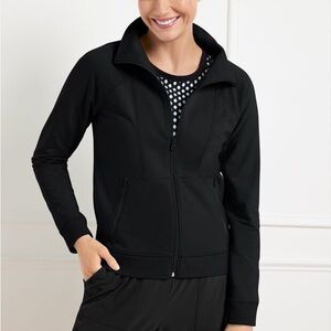 T by Talbots Black Full Zip Athleisure Jacket, Size S